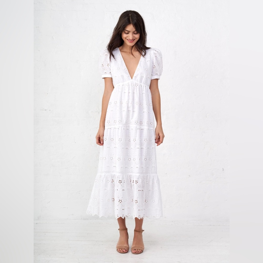 La Ligne Olivia Dress in White Eyelet